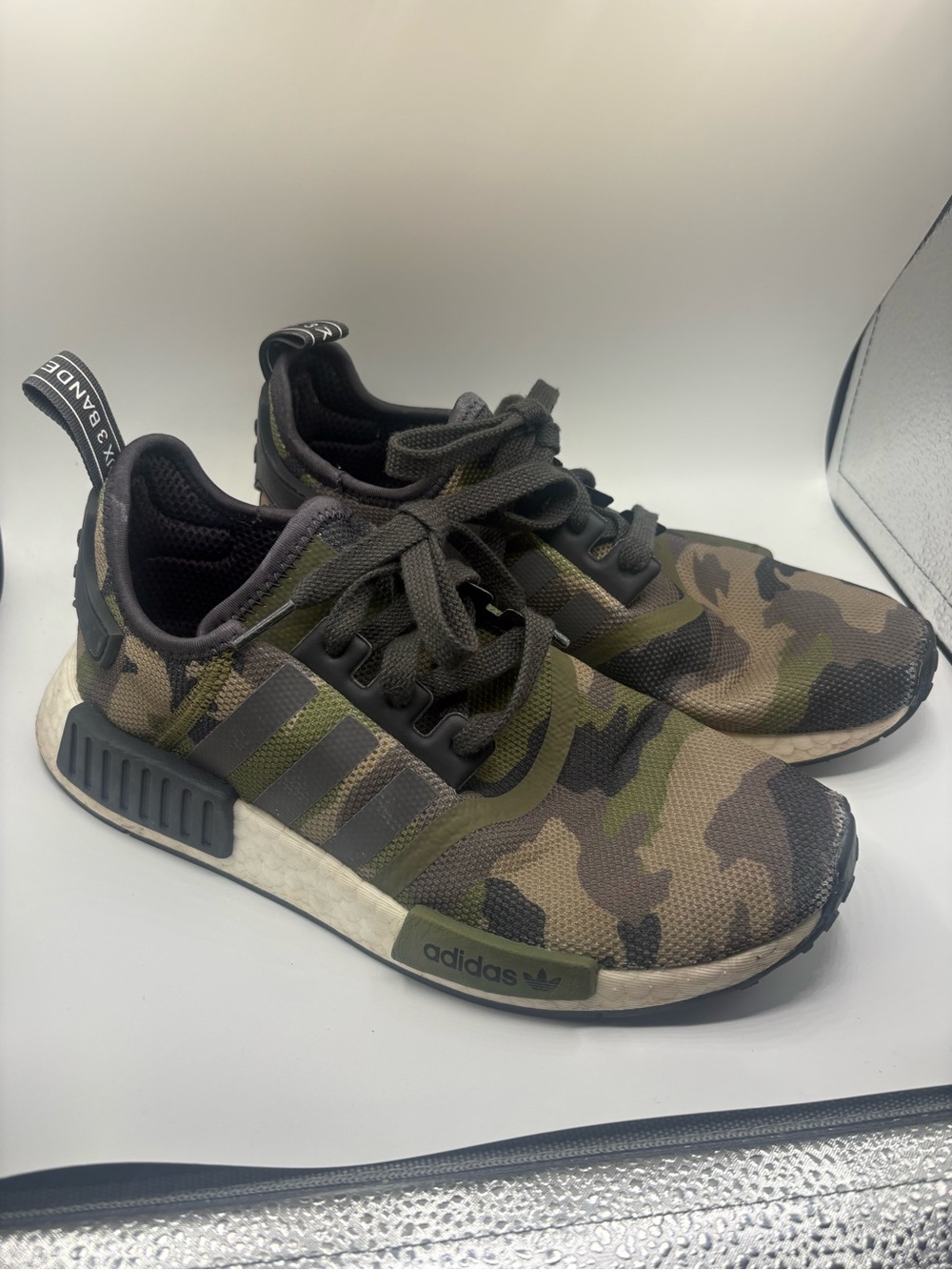 adidas Men’s Camo NMD R1 Sneakers - Olive Green/Black